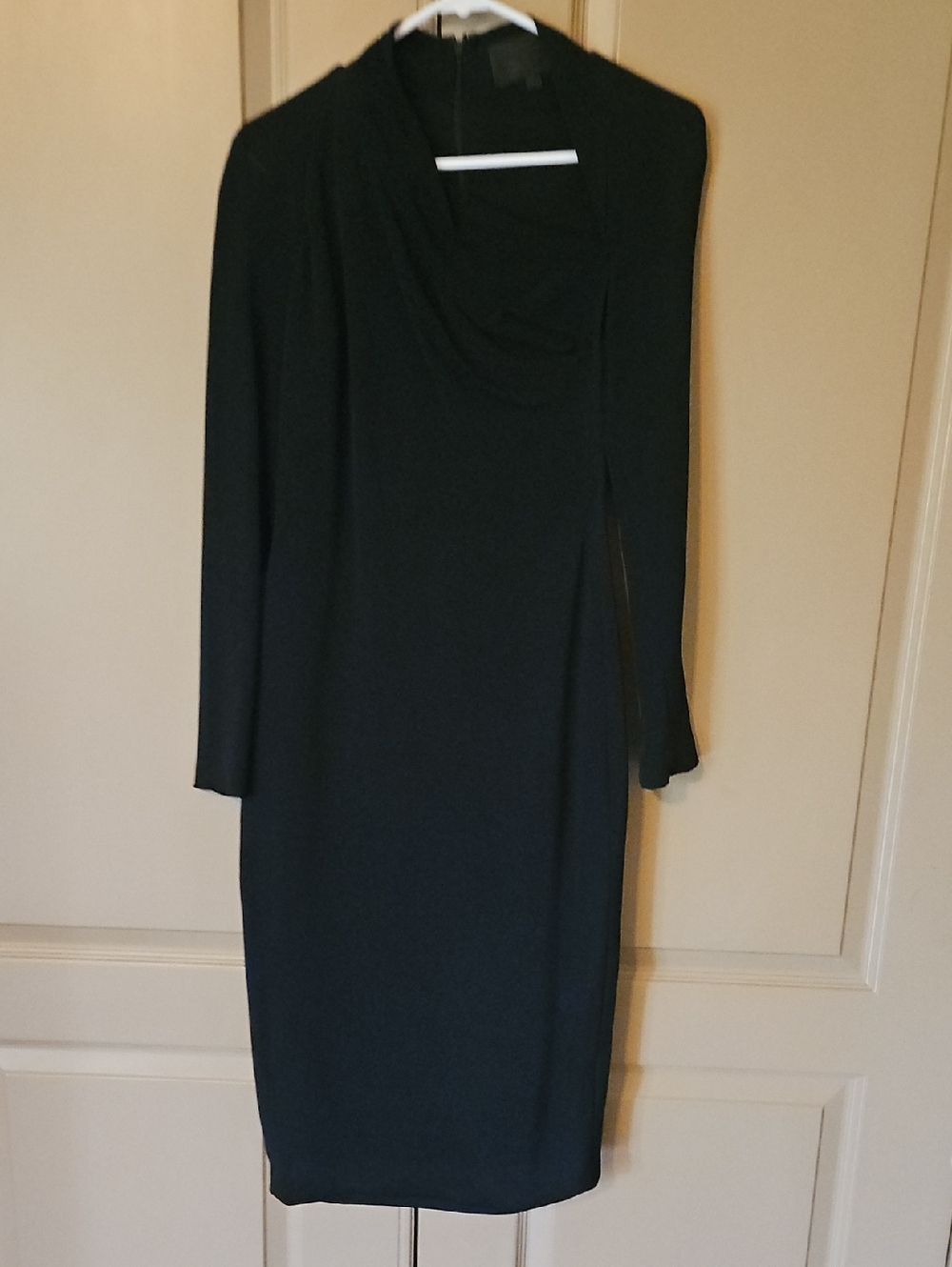 Black Long-Sleeve Cowl Neck Midi Dress - Women